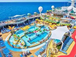Pool deck and colorful kids pools on Navigator of the Seas