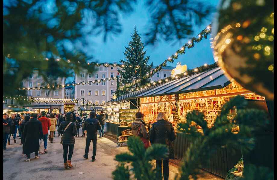 People shopping at European Christmas Market