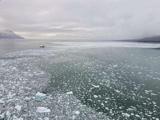 Ice in Alaska - Best Travel Agents in NJ - JJ Travel Associates Ice outside balcony on MS Eurodam - Alaska cruise