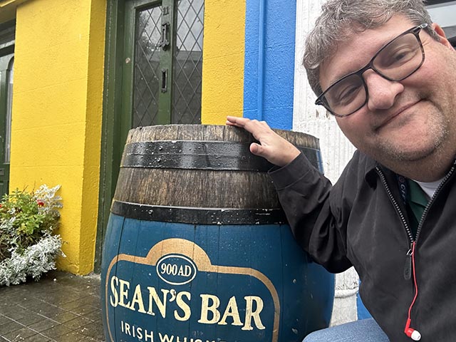 Joel at Sean's Bar in Ireland on a guided group tour.