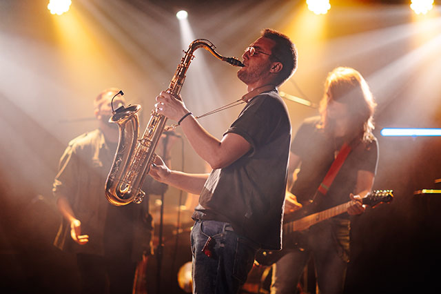 Jazz performance at a small club on a special interest vacation.